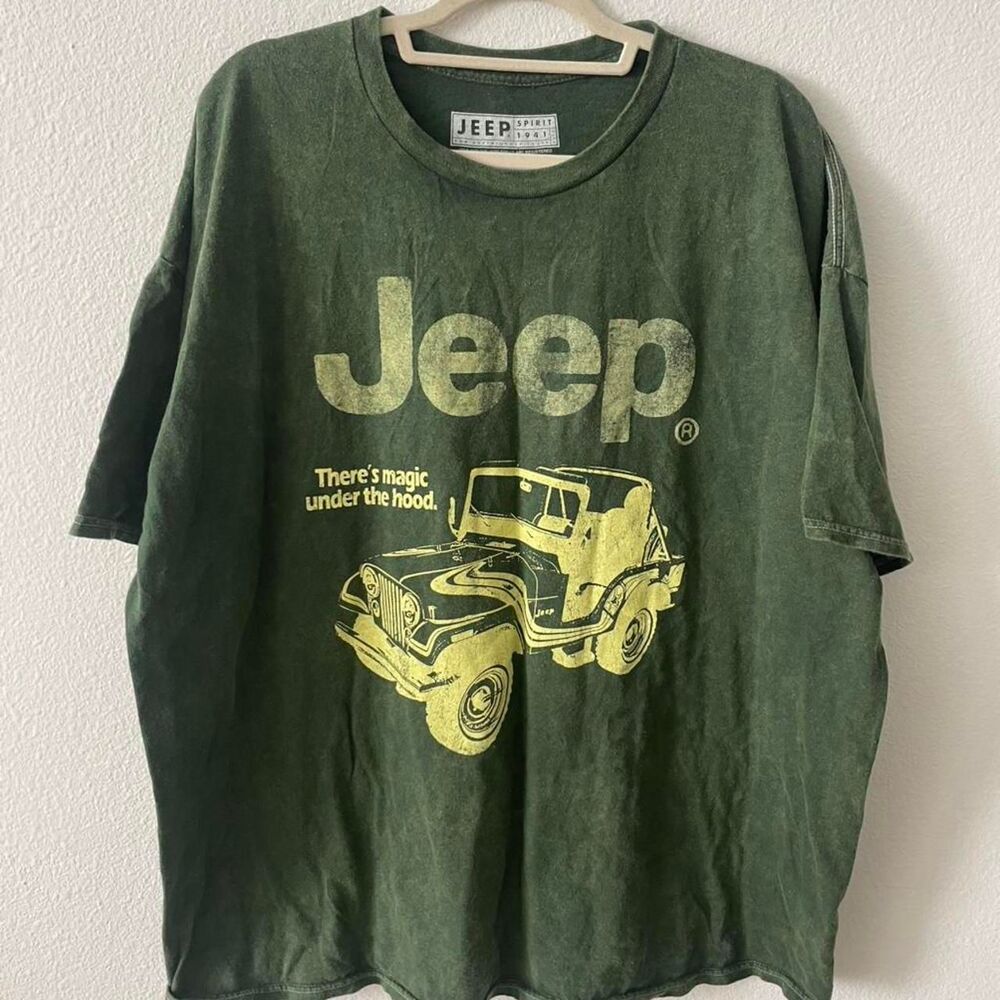 Jeep Graphic T-Shirt Men's L Outdoors Gorpcore Loungewear Green Wilderness Trail